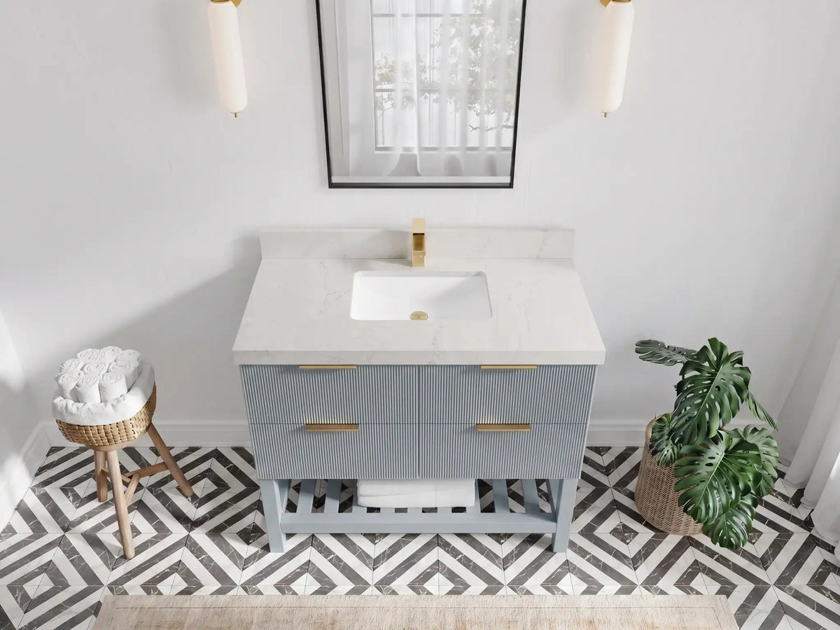 Catalina 42 in W x 22 in D Free Standing Reeded Single Sink Bathroom Vanity