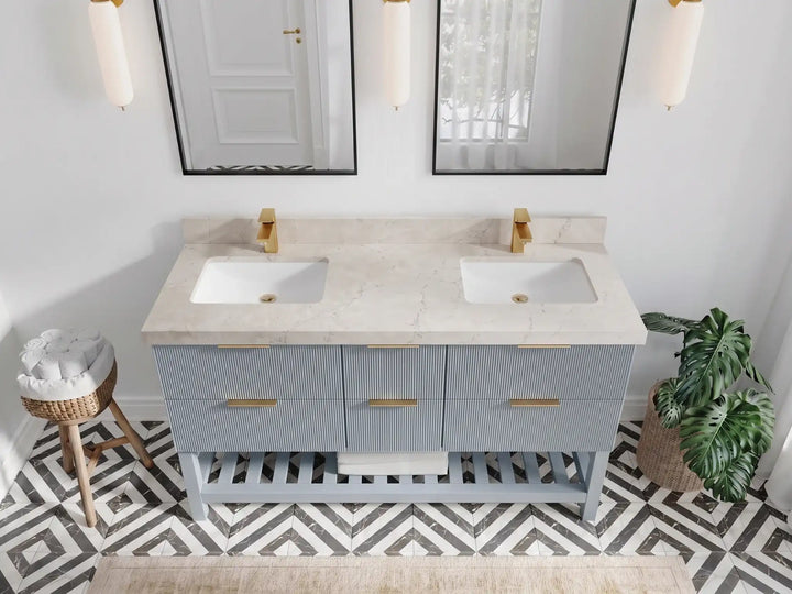 Catalina 60 in W x 22 in D Free Standing Reeded Double Sink Bathroom Vanity - photo 16
