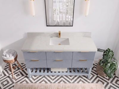 Catalina 60 in W x 22 in D Free Standing Reeded Single Sink Bathroom Vanity
