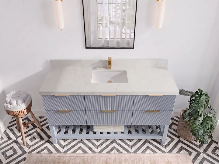 Catalina 60 in W x 22 in D Free Standing Reeded Single Sink Bathroom Vanity - photo 22