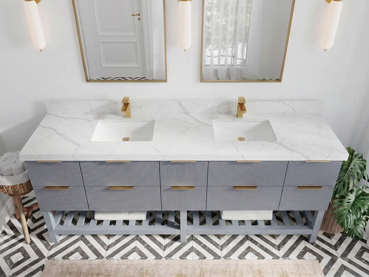 Catalina 84 in W x 22 in D Free Standing Reeded Double Sink Bathroom Vanity - photo 23