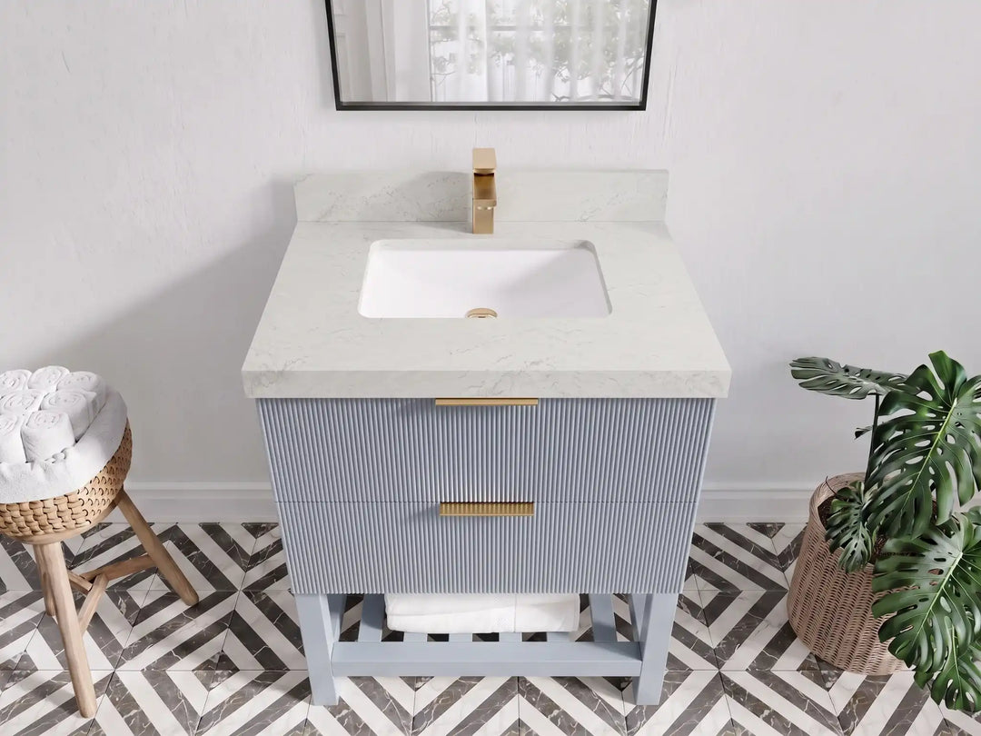Catalina 30 in W x 22 in D Free Standing Reeded Single Sink Bathroom Vanity | 
              
                Blue Heather
                
                  
             - CAT_BLU_WHQZ_30 - photo №25