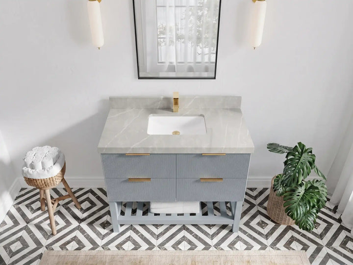 Catalina 42 in W x 22 in D Free Standing Reeded Single Sink Bathroom Vanity - photo 14