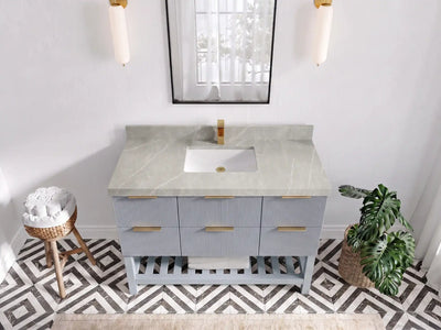 Catalina 48 in W x 22 in D Free Standing Reeded Single Sink Bathroom Vanity