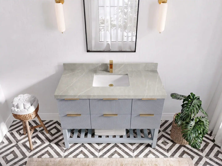 Catalina 48 in W x 22 in D Free Standing Reeded Single Sink Bathroom Vanity - photo 15