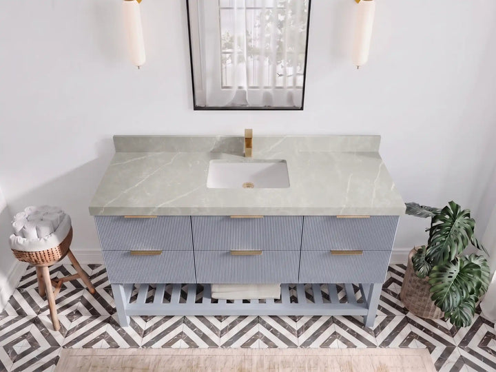 Catalina 60 in W x 22 in D Free Standing Reeded Single Sink Bathroom Vanity - photo 15