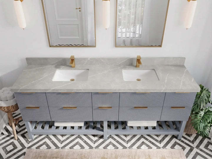 Catalina 84 in W x 22 in D Free Standing Reeded Double Sink Bathroom Vanity - photo 15