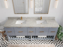 Catalina 84 in W x 22 in D Free Standing Reeded Double Sink Bathroom Vanity - photo 14