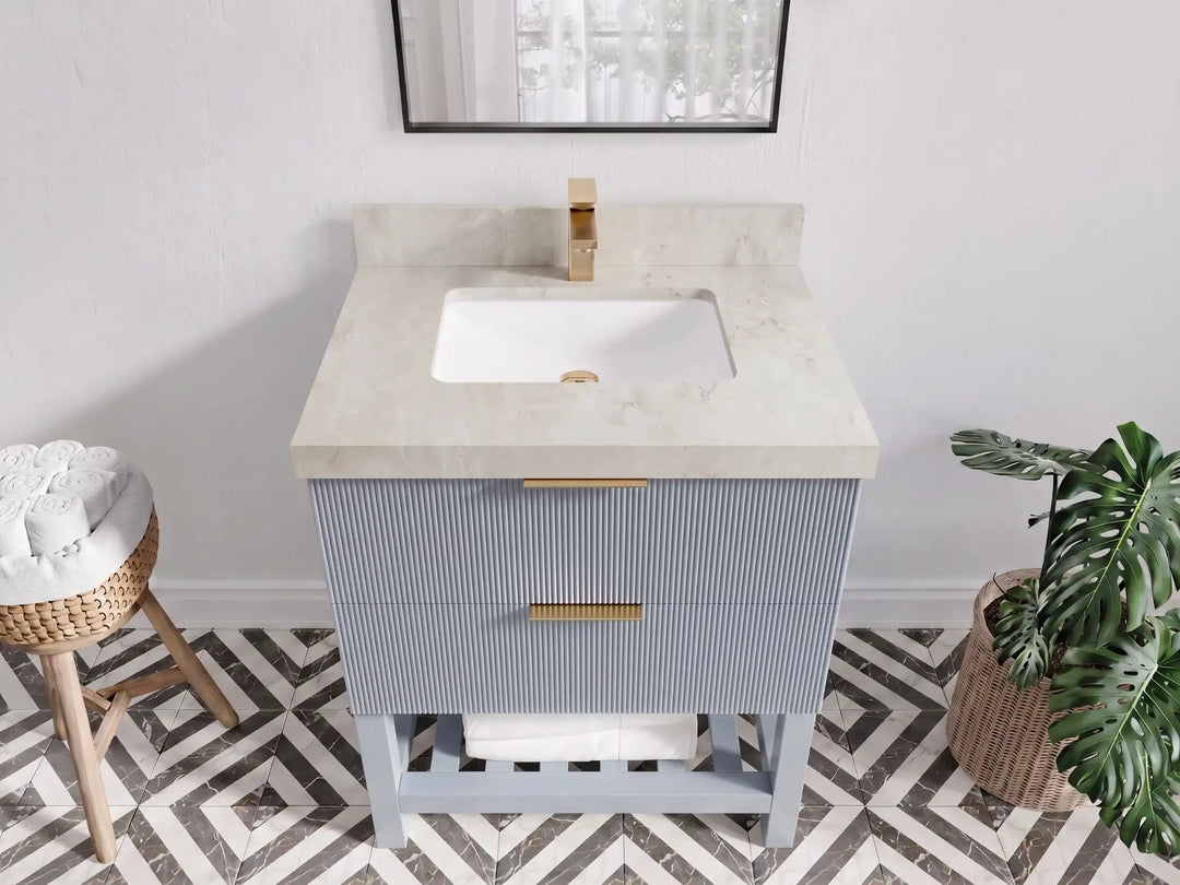 Catalina 30 in W x 22 in D Free Standing Reeded Single Sink Bathroom Vanity | 
              
                Blue Heather
                
                  
             - CAT_BLU_WHQZ_30 - photo №22