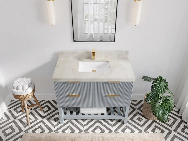 Catalina 42 in W x 22 in D Free Standing Reeded Single Sink Bathroom Vanity - photo 21