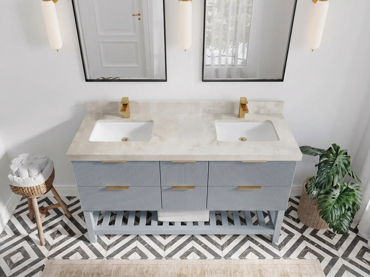 Catalina 60 in W x 22 in D Free Standing Reeded Double Sink Bathroom Vanity - photo 18