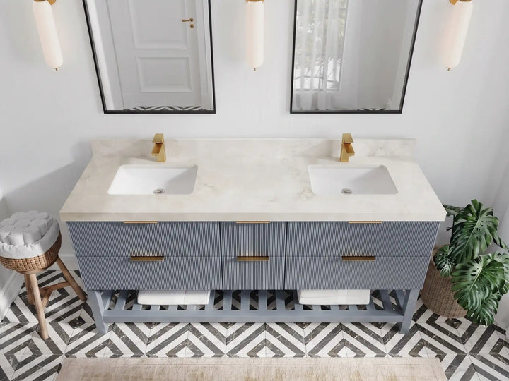 Catalina 72 in W x 22 in D Free Standing Reeded Double Sink Bathroom Vanity - photo 23