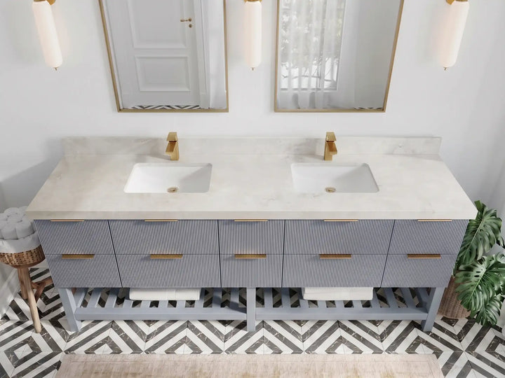 Catalina 84 in W x 22 in D Free Standing Reeded Double Sink Bathroom Vanity - photo 22