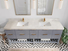 Catalina 84 in W x 22 in D Free Standing Reeded Double Sink Bathroom Vanity - photo 22