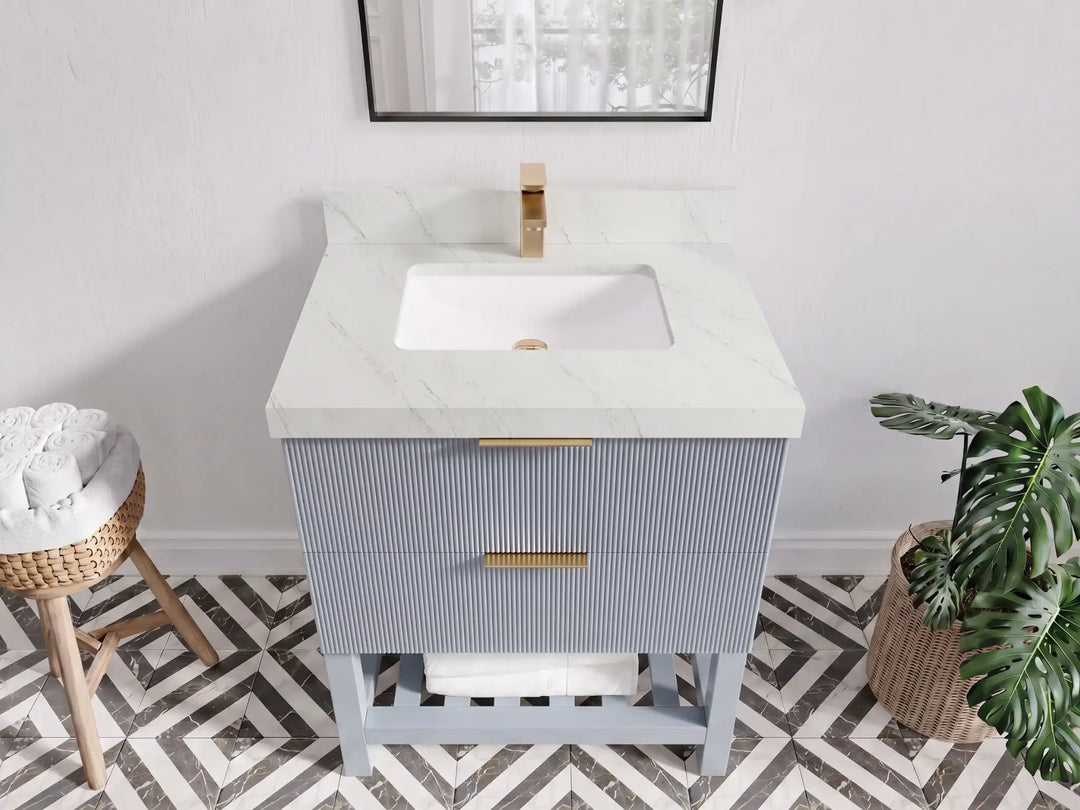 Catalina 30 in W x 22 in D Free Standing Reeded Single Sink Bathroom Vanity | 
              
                Blue Heather
                
                  
             - CAT_BLU_WHQZ_30 - photo №23