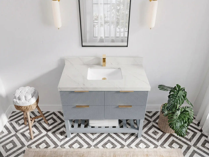 Catalina 42 in W x 22 in D Free Standing Reeded Single Sink Bathroom Vanity - photo 22