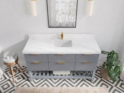 Catalina 60 in W x 22 in D Free Standing Reeded Single Sink Bathroom Vanity