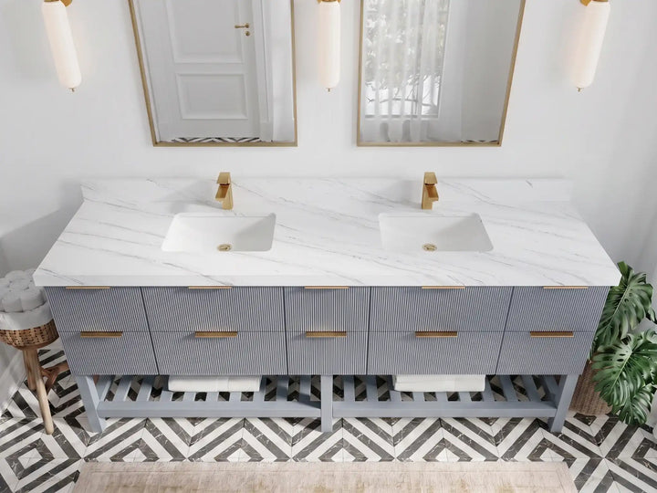 Catalina 84 in W x 22 in D Free Standing Reeded Double Sink Bathroom Vanity - photo 24