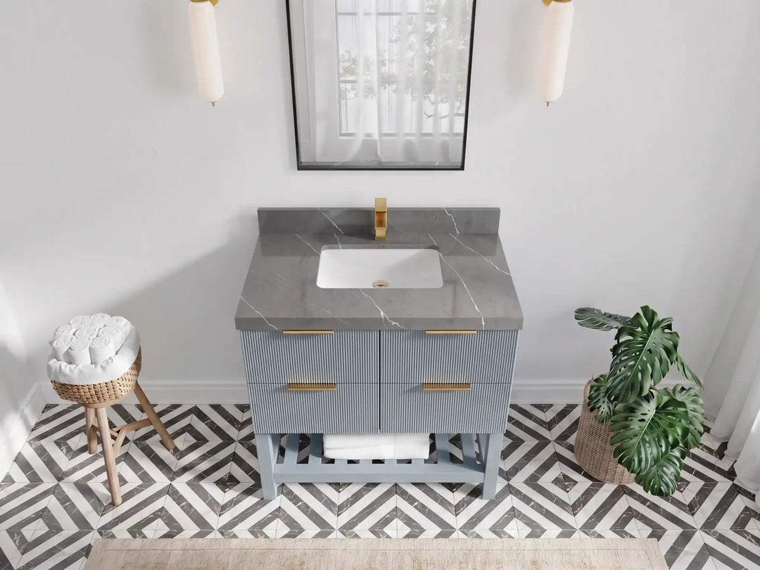 Catalina 36 in. W x 22 in. D Center Sink Bathroom Vanity | 
              
                Blue Heather
                
                  
             - CAT_BLU_WHQZ_36 - photo №17