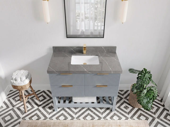 Catalina 42 in W x 22 in D Free Standing Reeded Single Sink Bathroom Vanity - photo 15