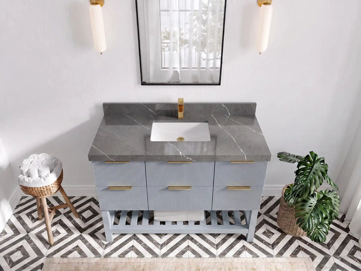 Catalina 48 in W x 22 in D Free Standing Reeded Single Sink Bathroom Vanity - photo 24