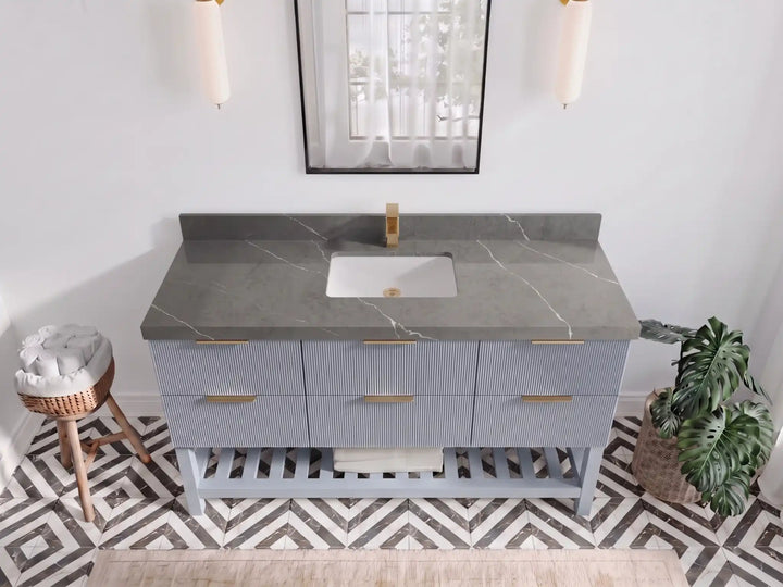 Catalina 60 in W x 22 in D Free Standing Reeded Single Sink Bathroom Vanity - photo 16