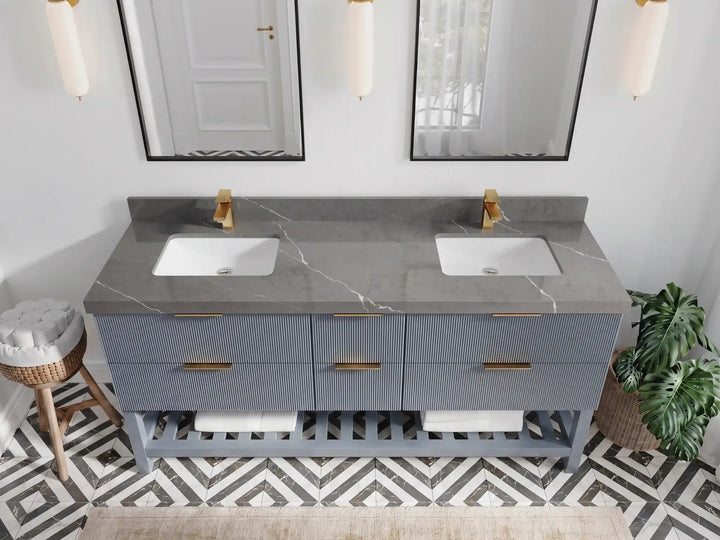 Catalina 72 in W x 22 in D Free Standing Reeded Double Sink Bathroom Vanity - photo 16