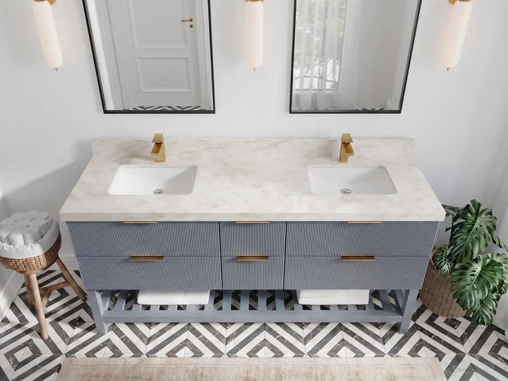 Catalina 72 in W x 22 in D Free Standing Reeded Double Sink Bathroom Vanity - photo 33