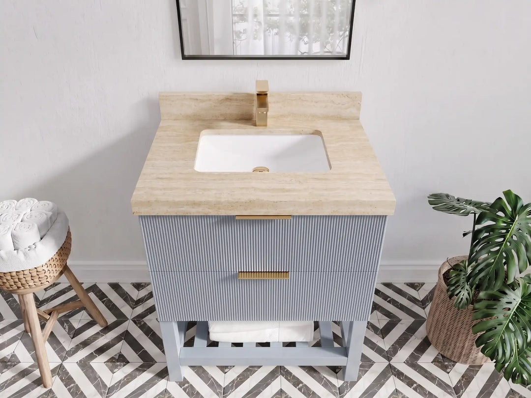 Catalina 30 in W x 22 in D Free Standing Reeded Single Sink Bathroom Vanity | 
              
                Blue Heather
                
                  
             - CAT_BLU_WHQZ_30 - photo №27