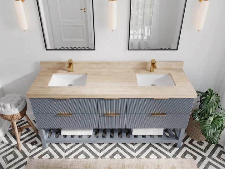 Catalina 72 in W x 22 in D Free Standing Reeded Double Sink Bathroom Vanity - photo 30