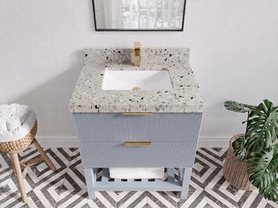 Catalina 30 in W x 22 in D Free Standing Reeded Single Sink Bathroom Vanity
