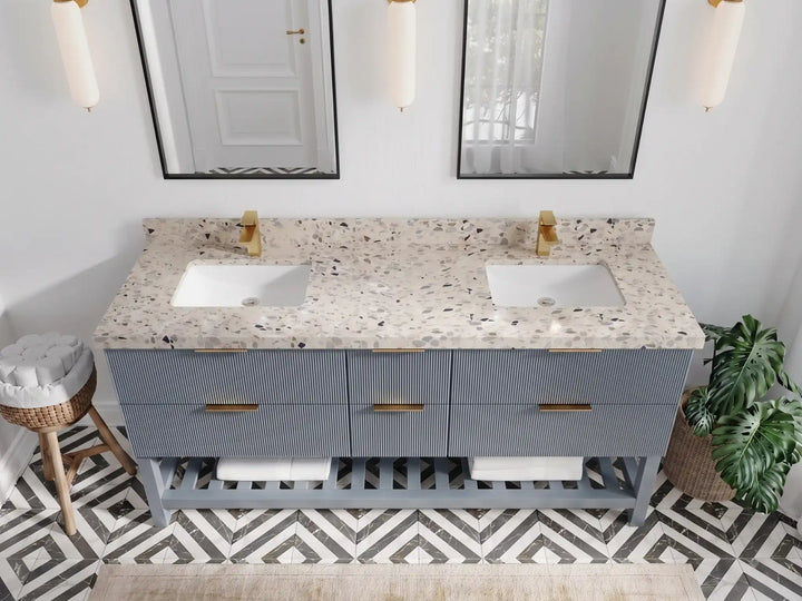Catalina 72 in W x 22 in D Free Standing Reeded Double Sink Bathroom Vanity - photo 34