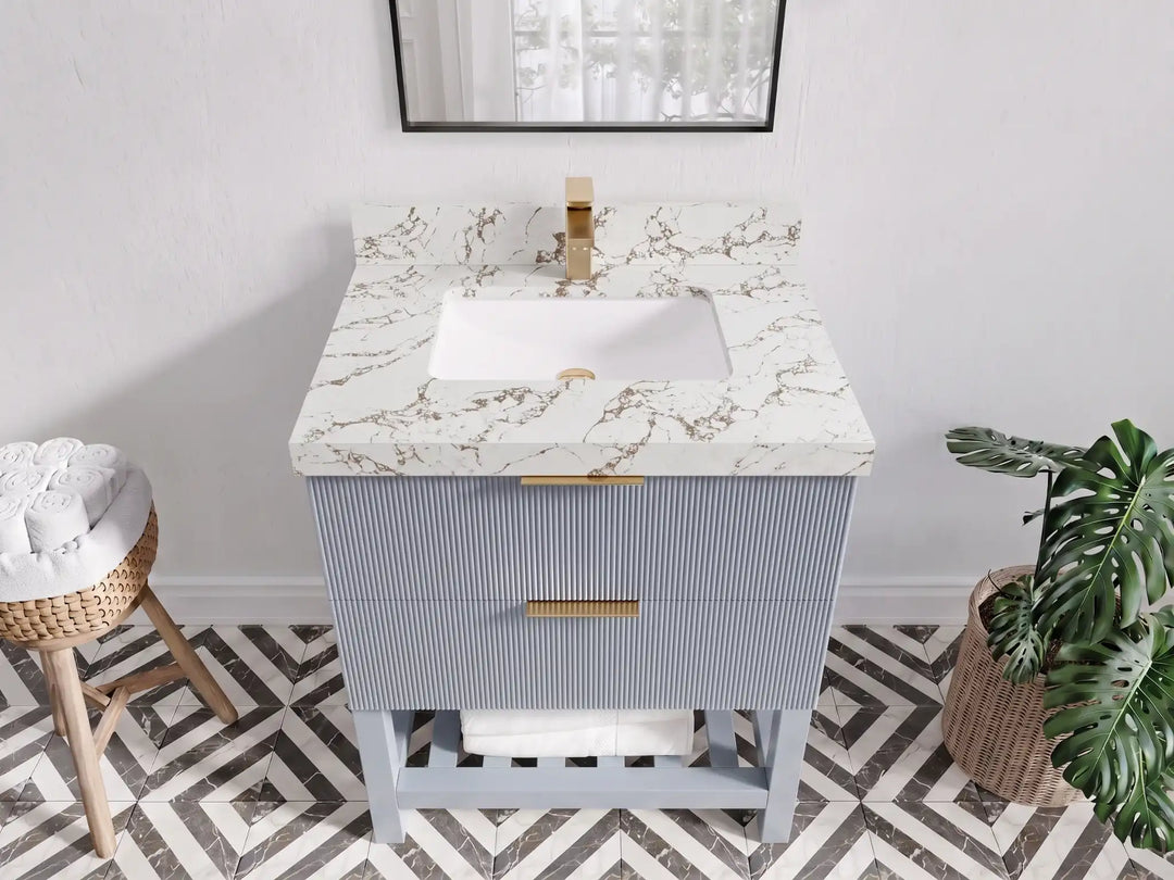 Catalina 30 in W x 22 in D Free Standing Reeded Single Sink Bathroom Vanity | 
              
                Blue Heather
                
                  
             - CAT_BLU_WHQZ_30 - photo №41