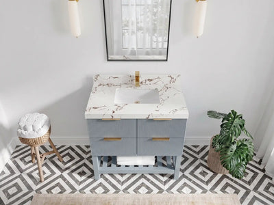 Catalina 30 in W x 22 in D Free Standing Reeded Single Sink Bathroom Vanity