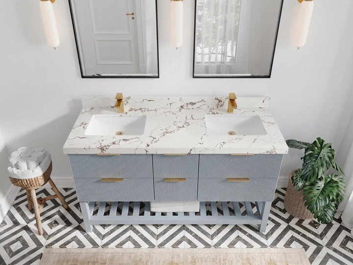 Catalina 60 in W x 22 in D Free Standing Reeded Double Sink Bathroom Vanity - photo 21