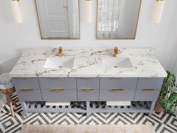 Catalina 84 in W x 22 in D Free Standing Reeded Double Sink Bathroom Vanity - photo 17