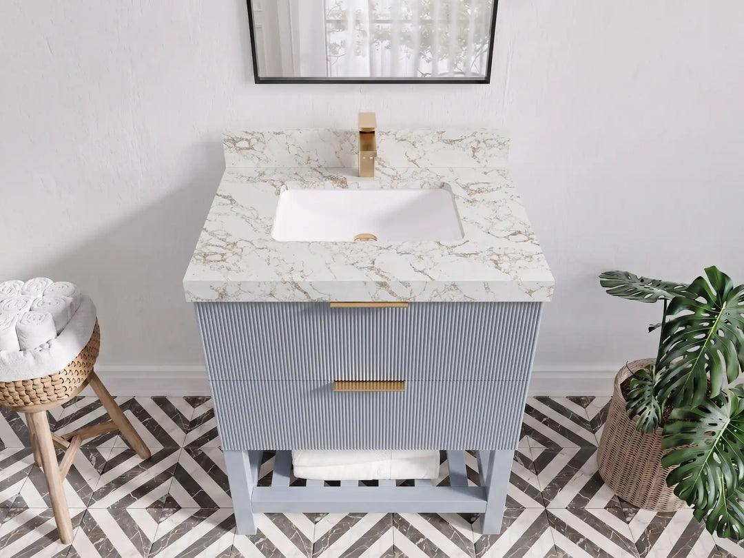 Catalina 30 in W x 22 in D Free Standing Reeded Single Sink Bathroom Vanity | 
              
                Blue Heather
                
                  
             - CAT_BLU_WHQZ_30 - photo №43