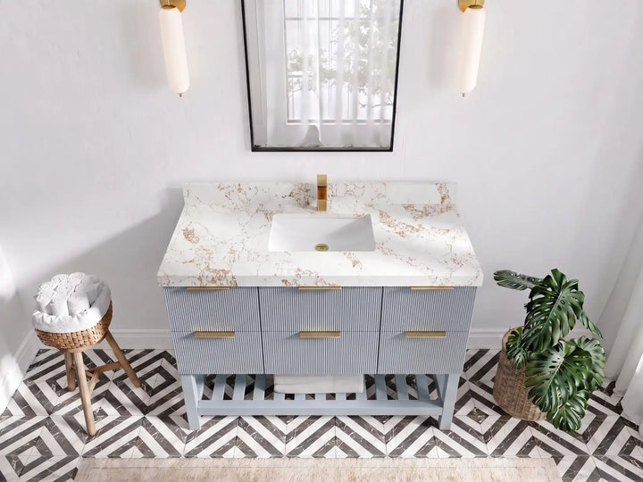 Catalina 48 in W x 22 in D Free Standing Reeded Single Sink Bathroom Vanity - photo 8