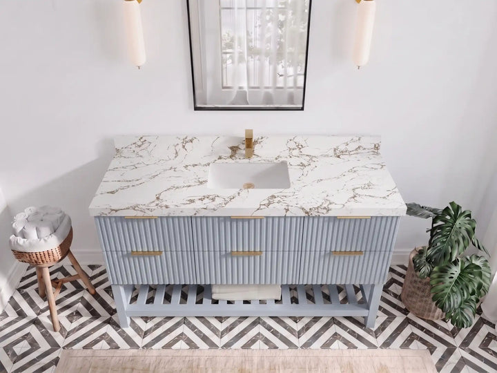 Catalina 60 in W x 22 in D Free Standing Reeded Single Sink Bathroom Vanity - photo 18