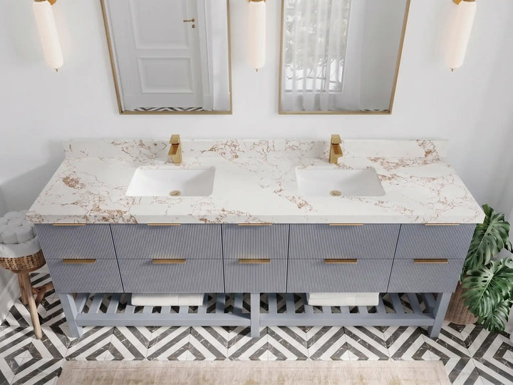 Catalina 84 in W x 22 in D Free Standing Reeded Double Sink Bathroom Vanity - photo 18