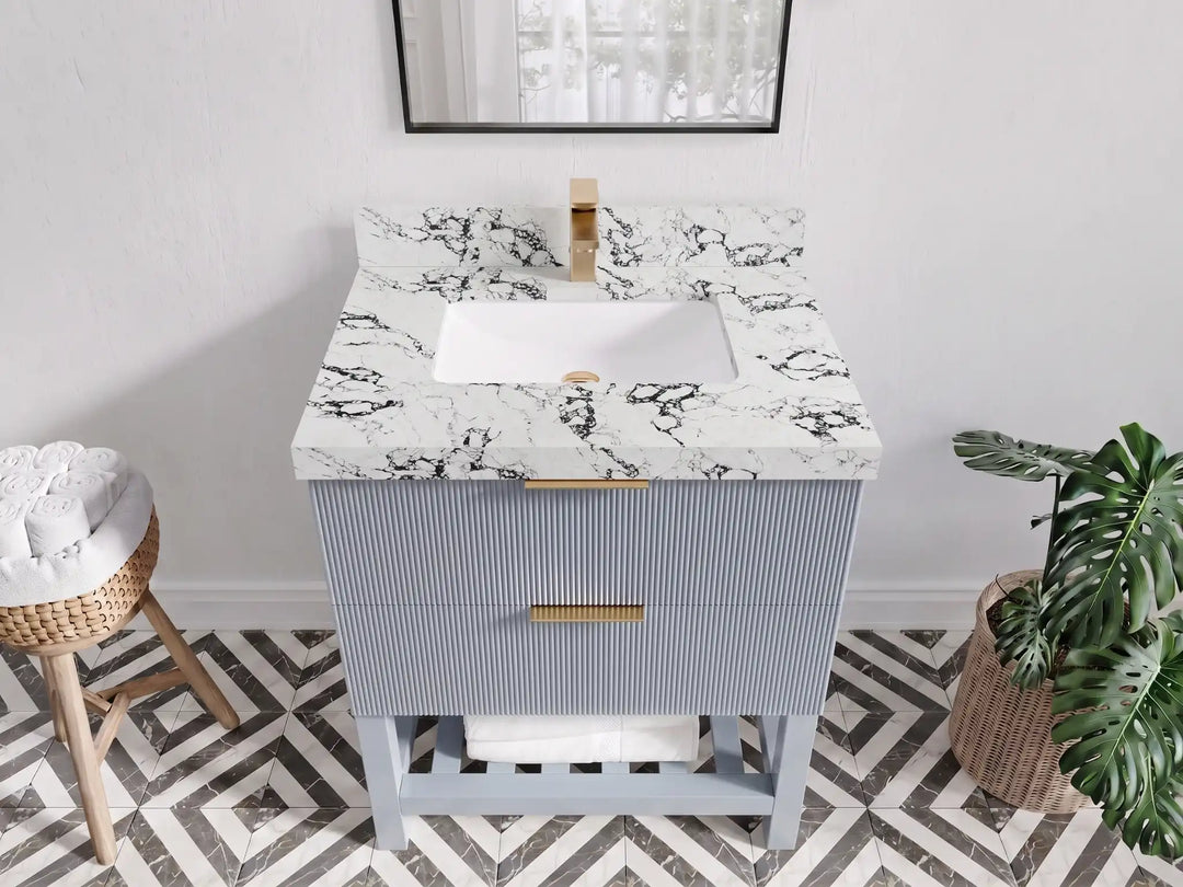 Catalina 30 in W x 22 in D Free Standing Reeded Single Sink Bathroom Vanity | 
              
                Blue Heather
                
                  
             - CAT_BLU_WHQZ_30 - photo №42
