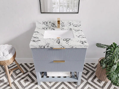 Catalina 30 in W x 22 in D Free Standing Reeded Single Sink Bathroom Vanity