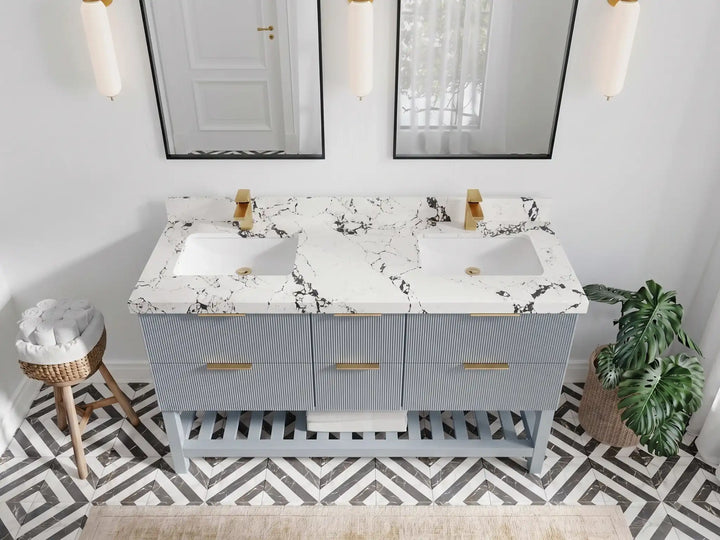 Catalina 60 in W x 22 in D Free Standing Reeded Double Sink Bathroom Vanity - photo 23