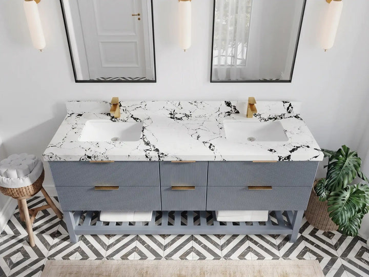 Catalina 72 in W x 22 in D Free Standing Reeded Double Sink Bathroom Vanity - photo 19