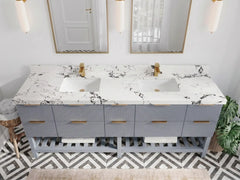 Catalina 84 in W x 22 in D Free Standing Reeded Double Sink Bathroom Vanity - photo 18