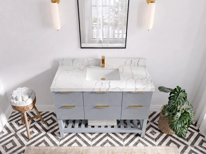 Catalina 48 in W x 22 in D Free Standing Reeded Single Sink Bathroom Vanity - photo 19