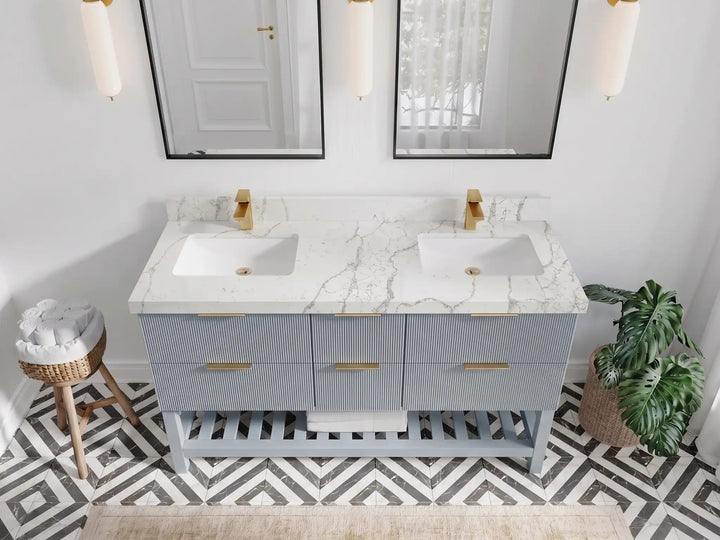 Catalina 60 in W x 22 in D Free Standing Reeded Double Sink Bathroom Vanity - photo 24
