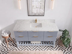 Catalina 60 in W x 22 in D Free Standing Reeded Single Sink Bathroom Vanity - photo 19
