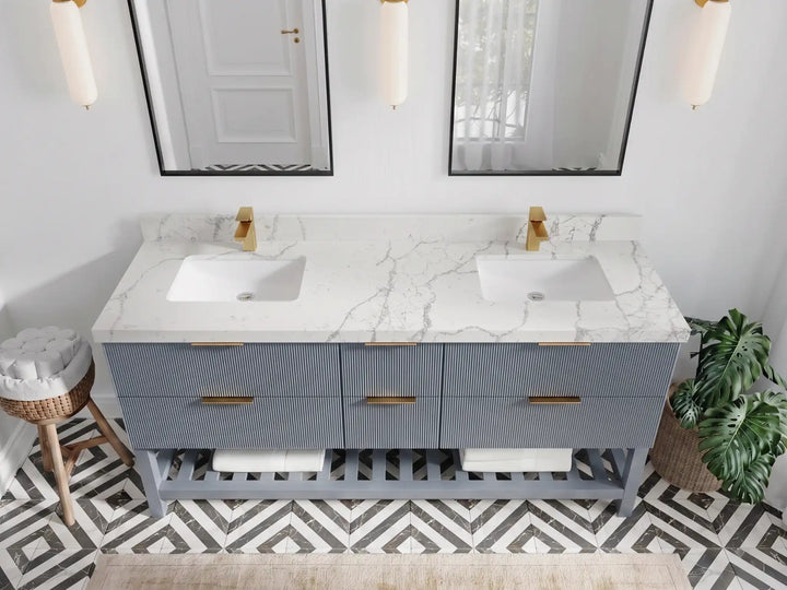 Catalina 72 in W x 22 in D Free Standing Reeded Double Sink Bathroom Vanity - photo 20