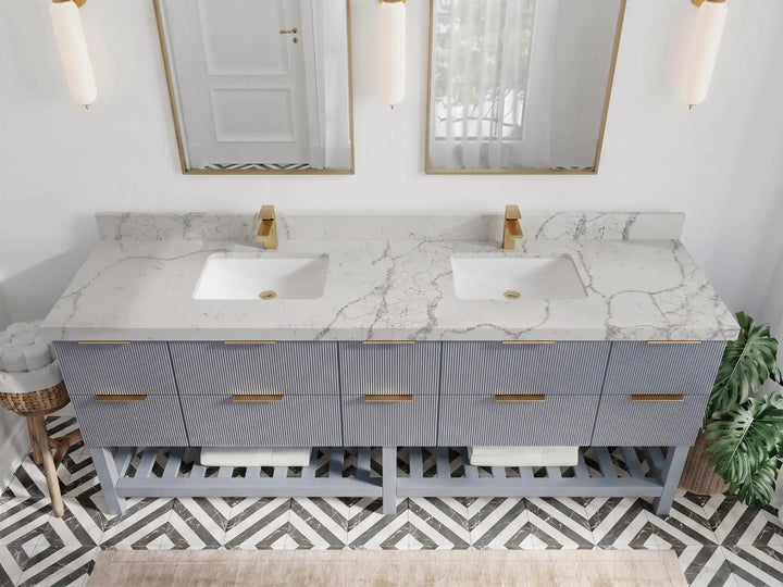 Catalina 84 in W x 22 in D Free Standing Reeded Double Sink Bathroom Vanity - photo 20